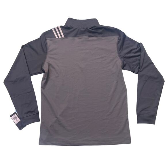 Men’s Adidas 3 Stripe ¼ Zip Gray Golf Fleece Sweatshirt Size Medium New - Picture 2 of 7